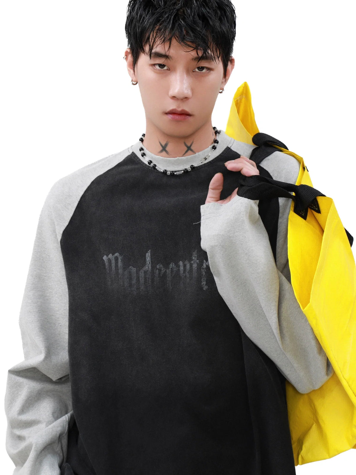 Shadow Panel Contrast Raglan Tee - Notkicks