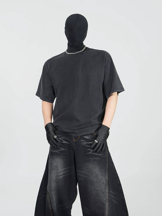 Blank Signal High‑Neck Oversized Tee - Notkicks