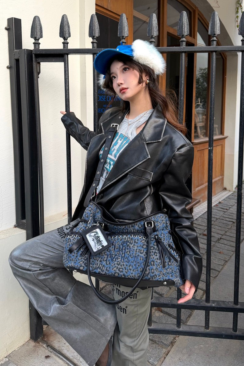 Leopard Denim Tote Bag - Notkicks