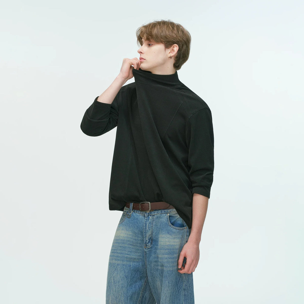 Draped Edge Mockneck Top - Notkicks