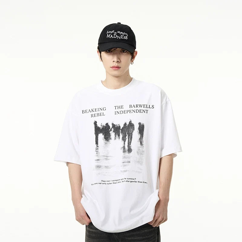 Oversized Crowd Graphic T-Shirt - Notkicks