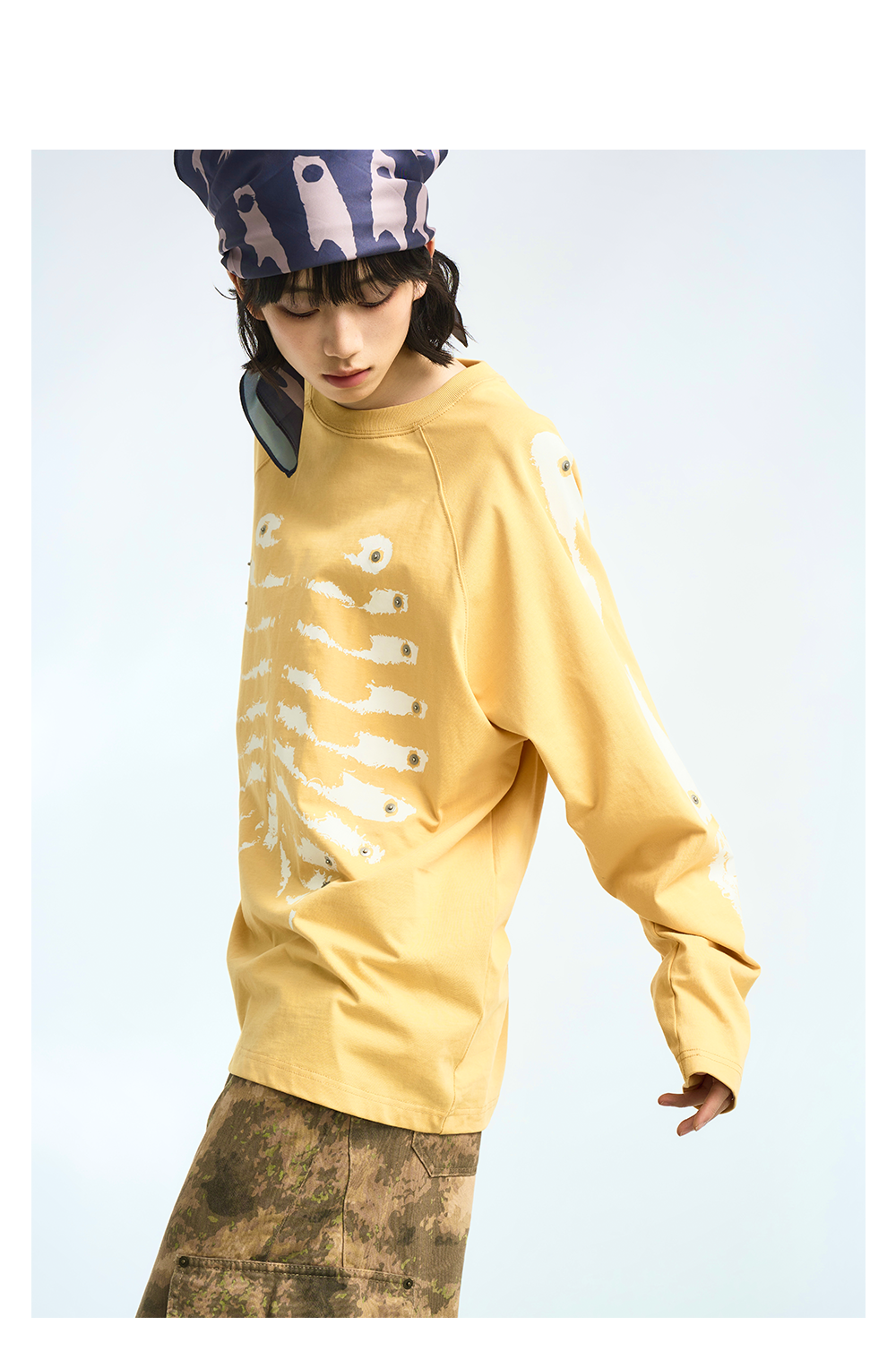 Skeleton Graphic Raglan Long Sleeve T Shirt - Notkicks
