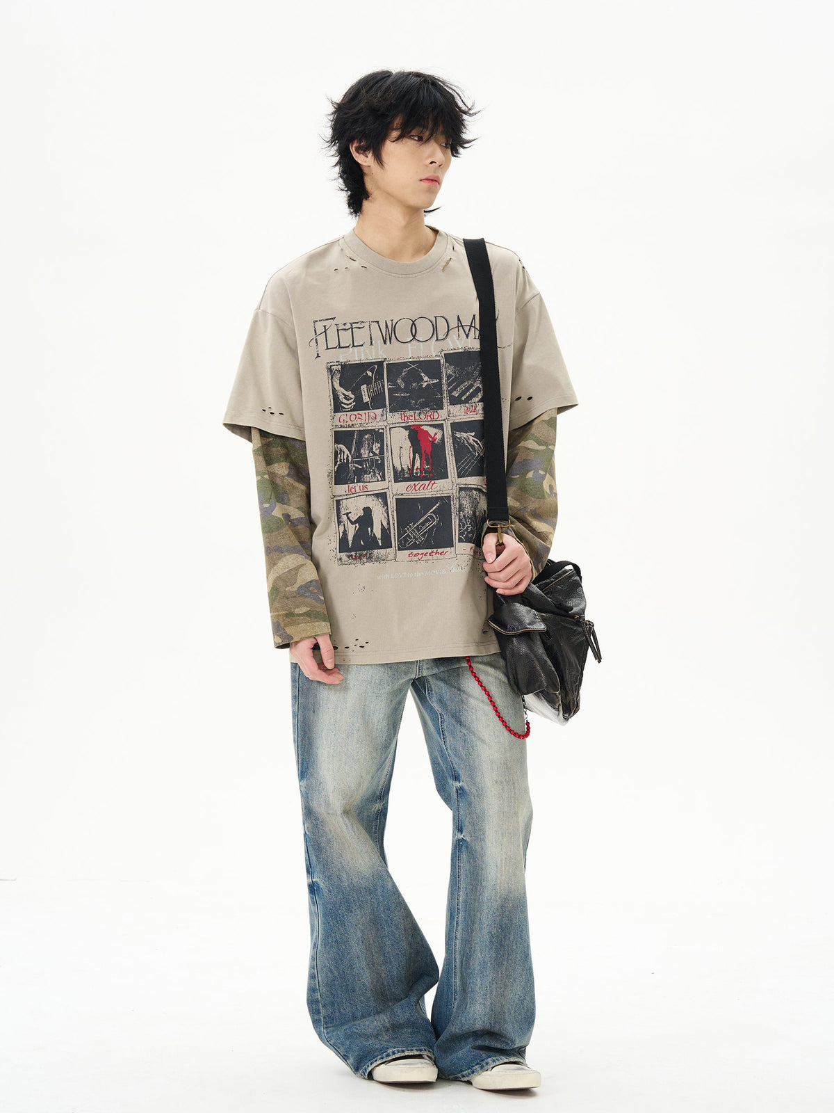 Vintage Layered Camo Sleeve T-Shirt - Notkicks
