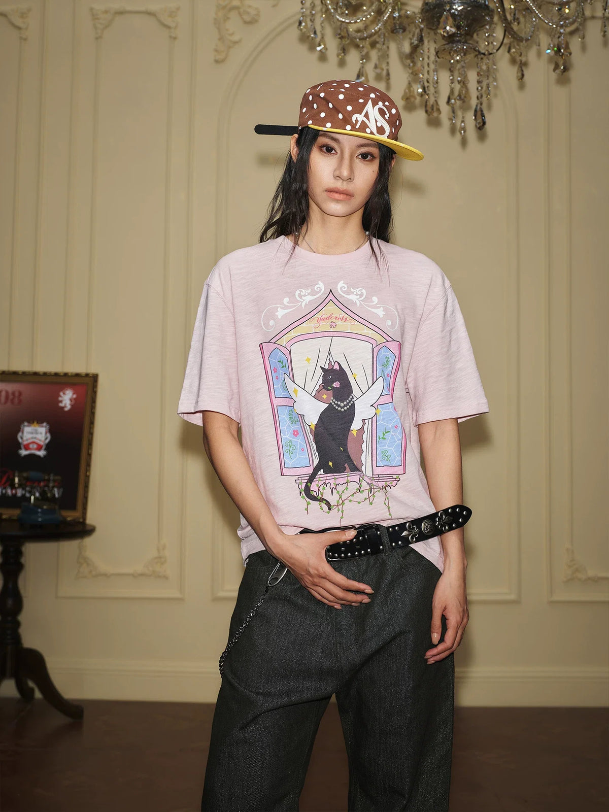 Winged Cat Window Graphic T Shirt - Notkicks