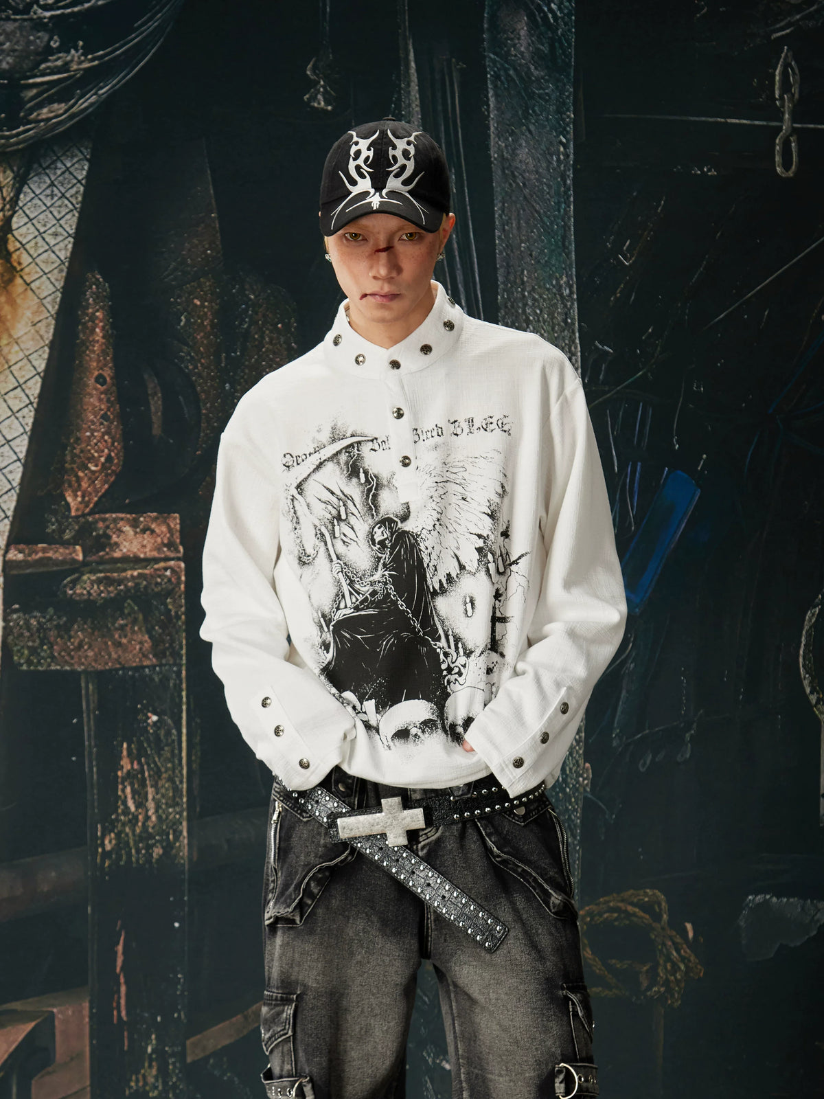 Reaper Crown Sigil High‑Neck Tee - Notkicks