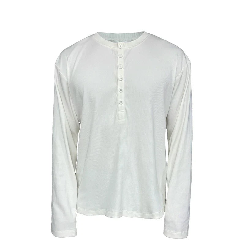 Classic Neutral Long-Sleeve Henley Tee - Notkicks