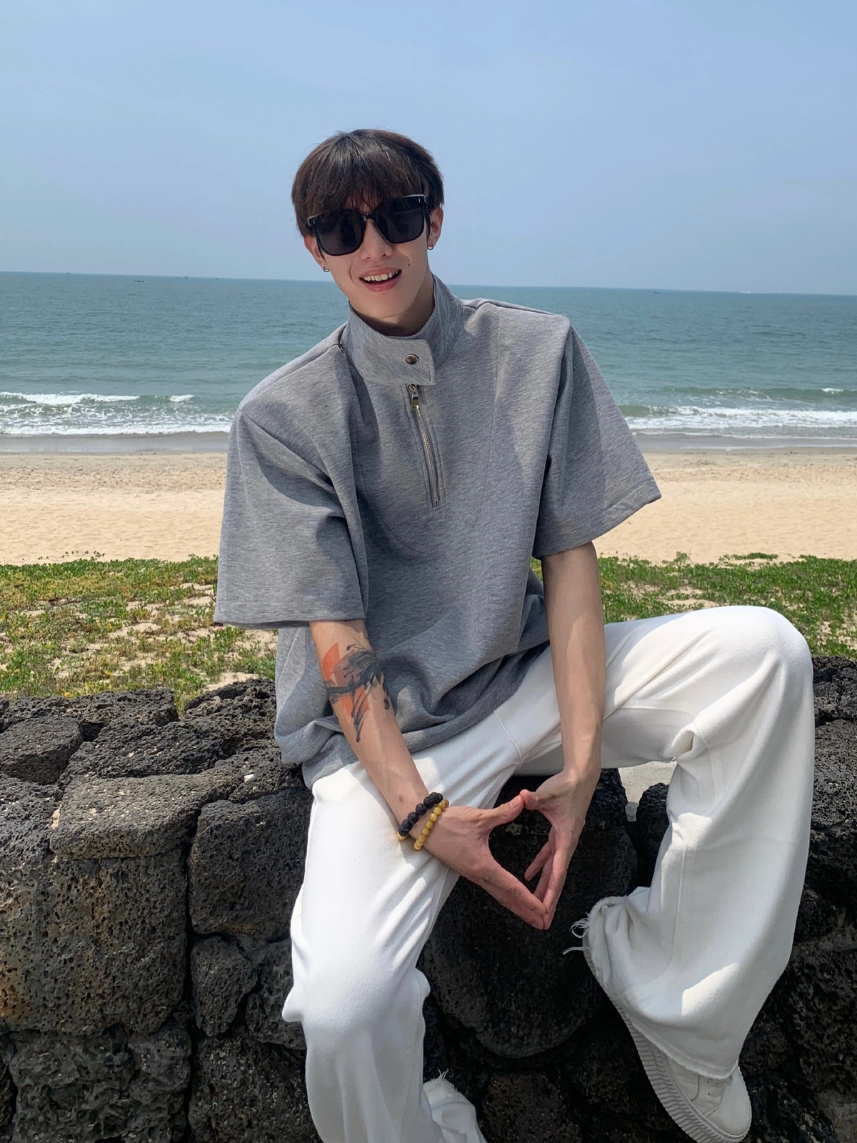 Half-Zip Stand Collar Shirt - Notkicks