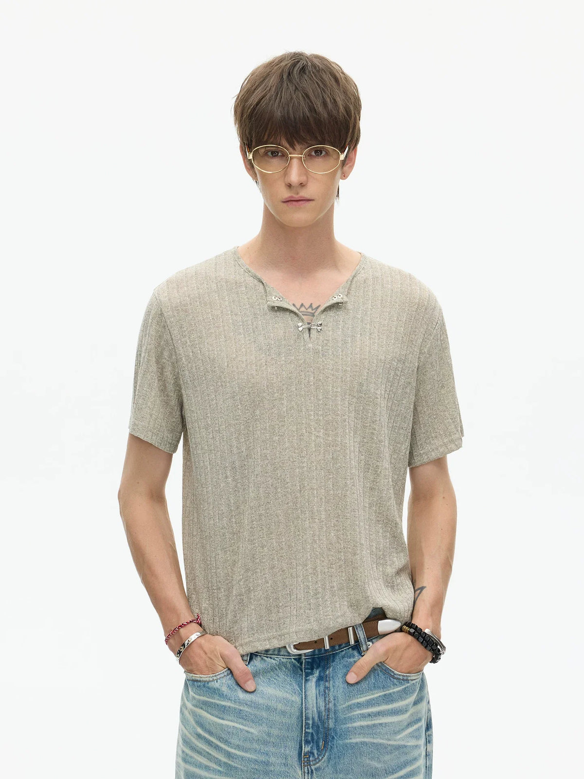 Clay Heather Textured Knit Tee - Notkicks