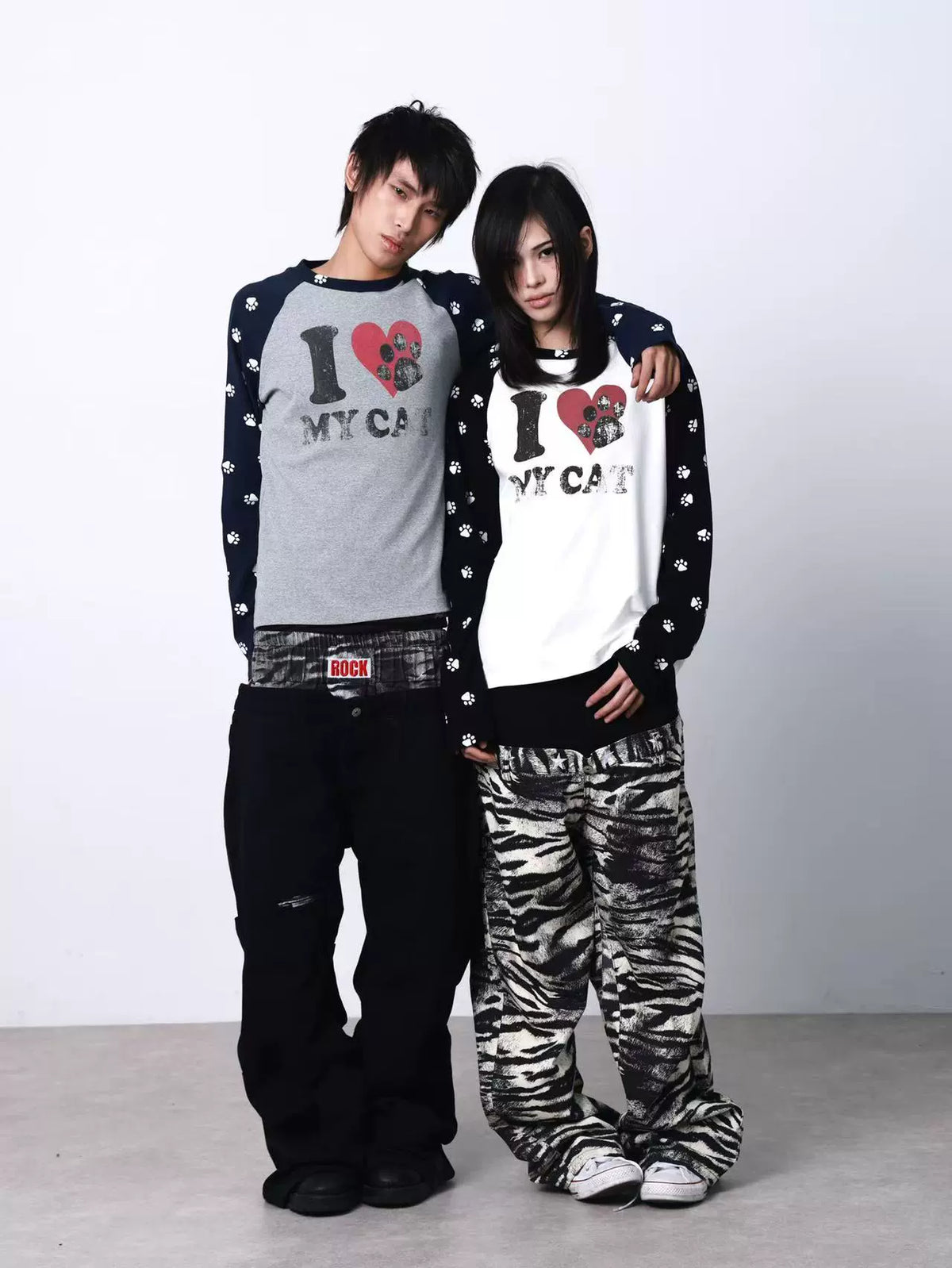 Pawprint Heart Cat Raglan Long-Sleeve Tee - Notkicks