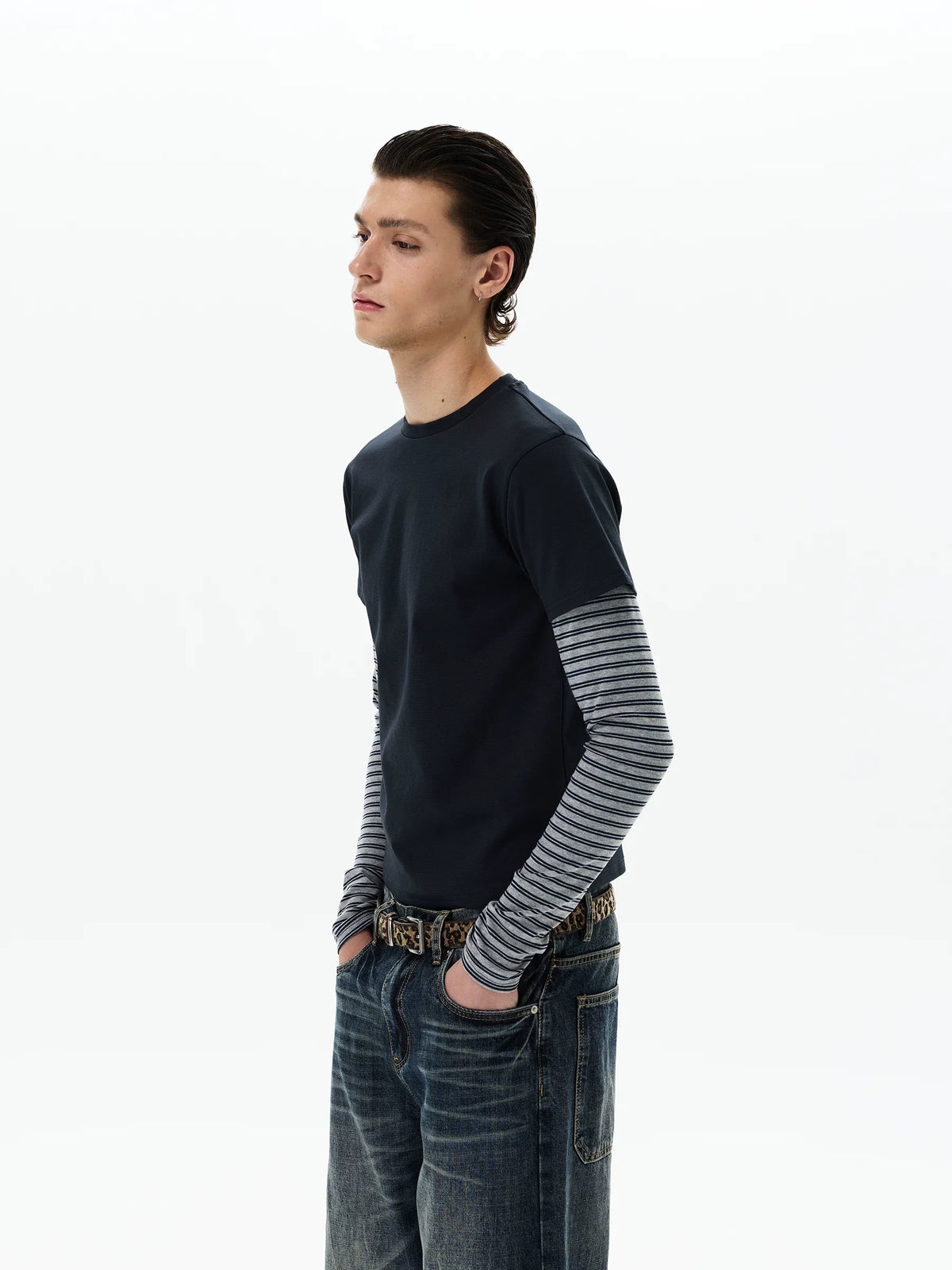 Shadow Stripe Layered Long Sleeve Tee - Notkicks