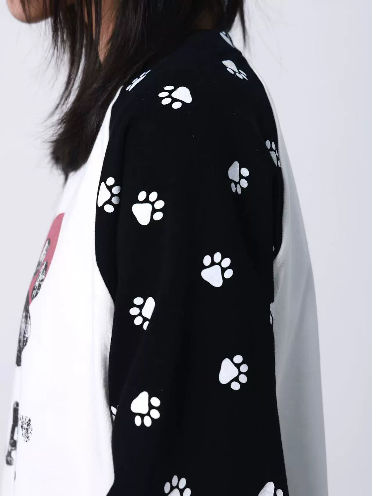 Pawprint Heart Cat Raglan Long-Sleeve Tee - Notkicks