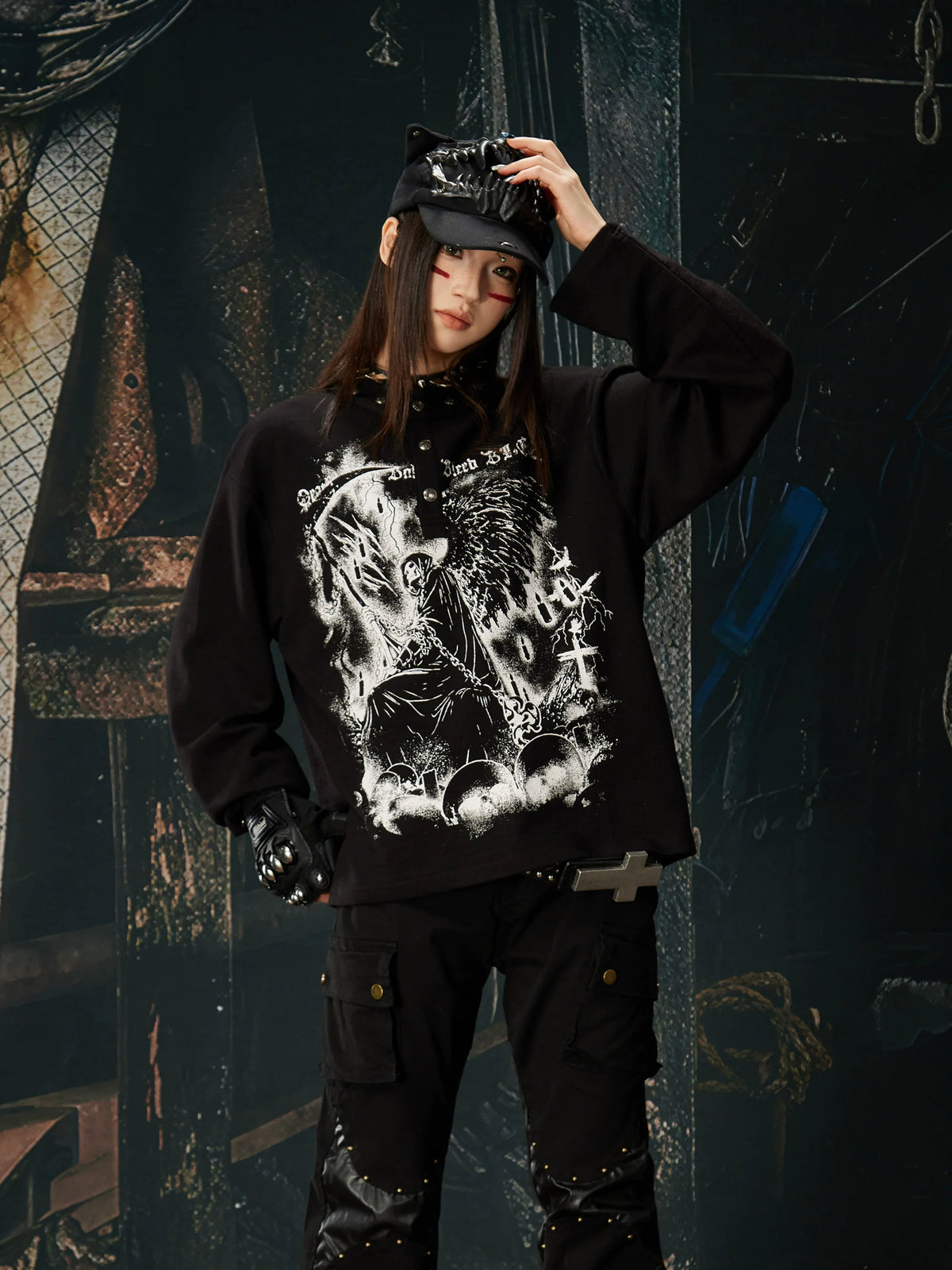 Reaper Crown Sigil High‑Neck Tee - Notkicks