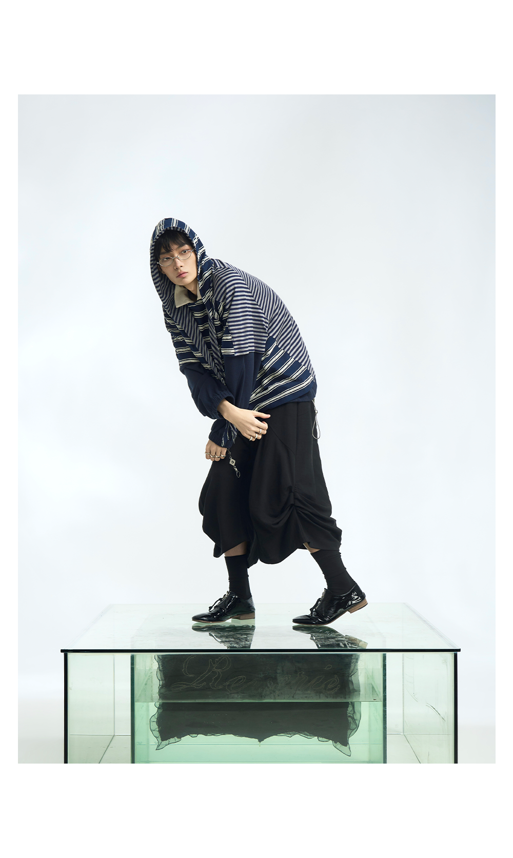 Striped Hooded Scarf Oversized T-Shirt - Notkicks