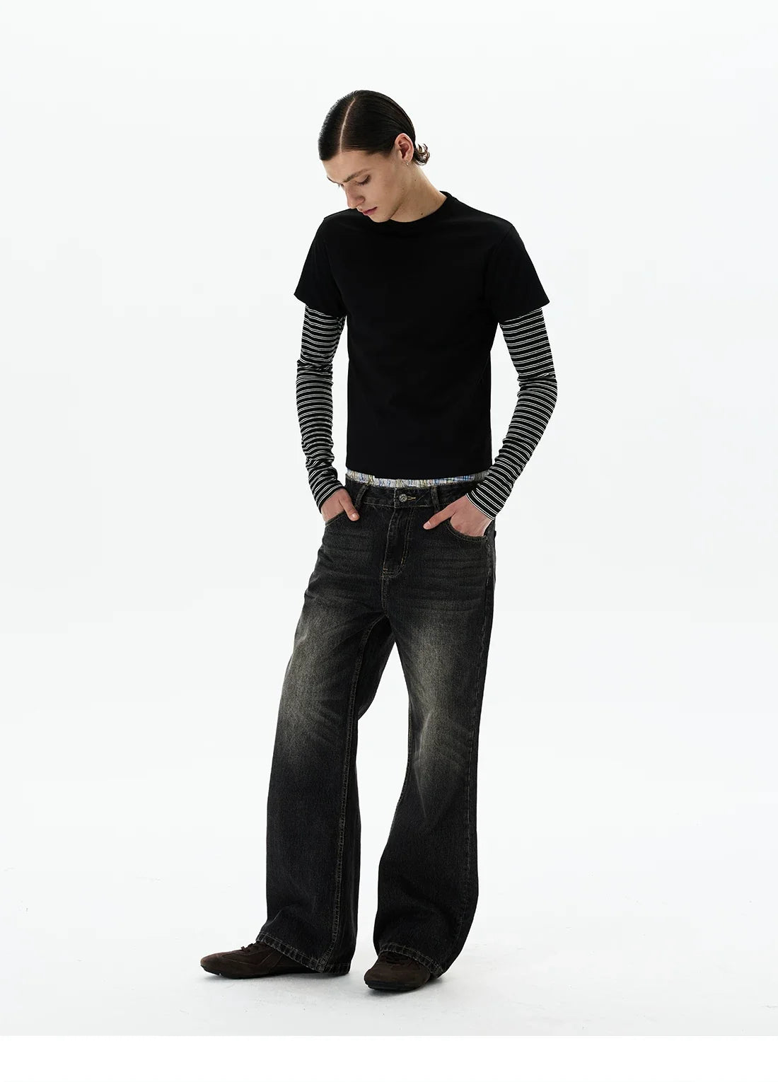 Shadow Stripe Layered Long Sleeve Tee - Notkicks