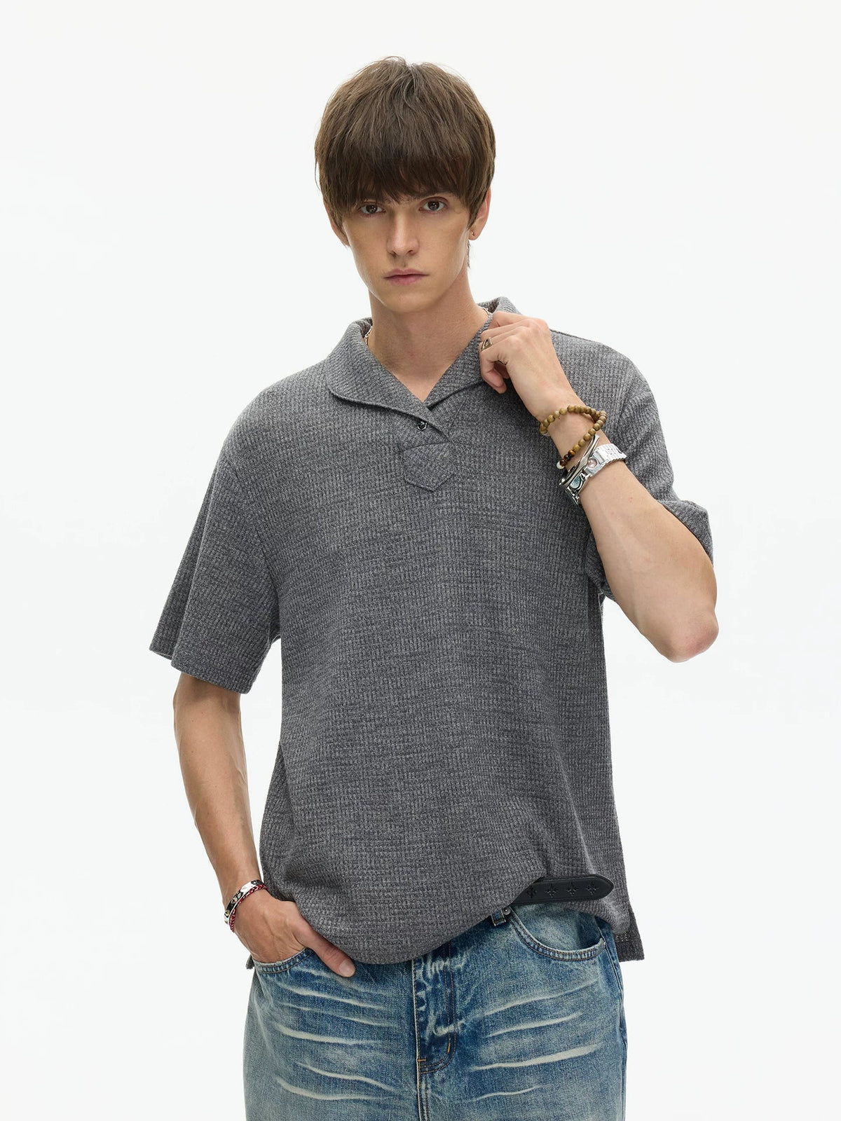 Slate Ridge Shawl Collar Knit Tee - Notkicks
