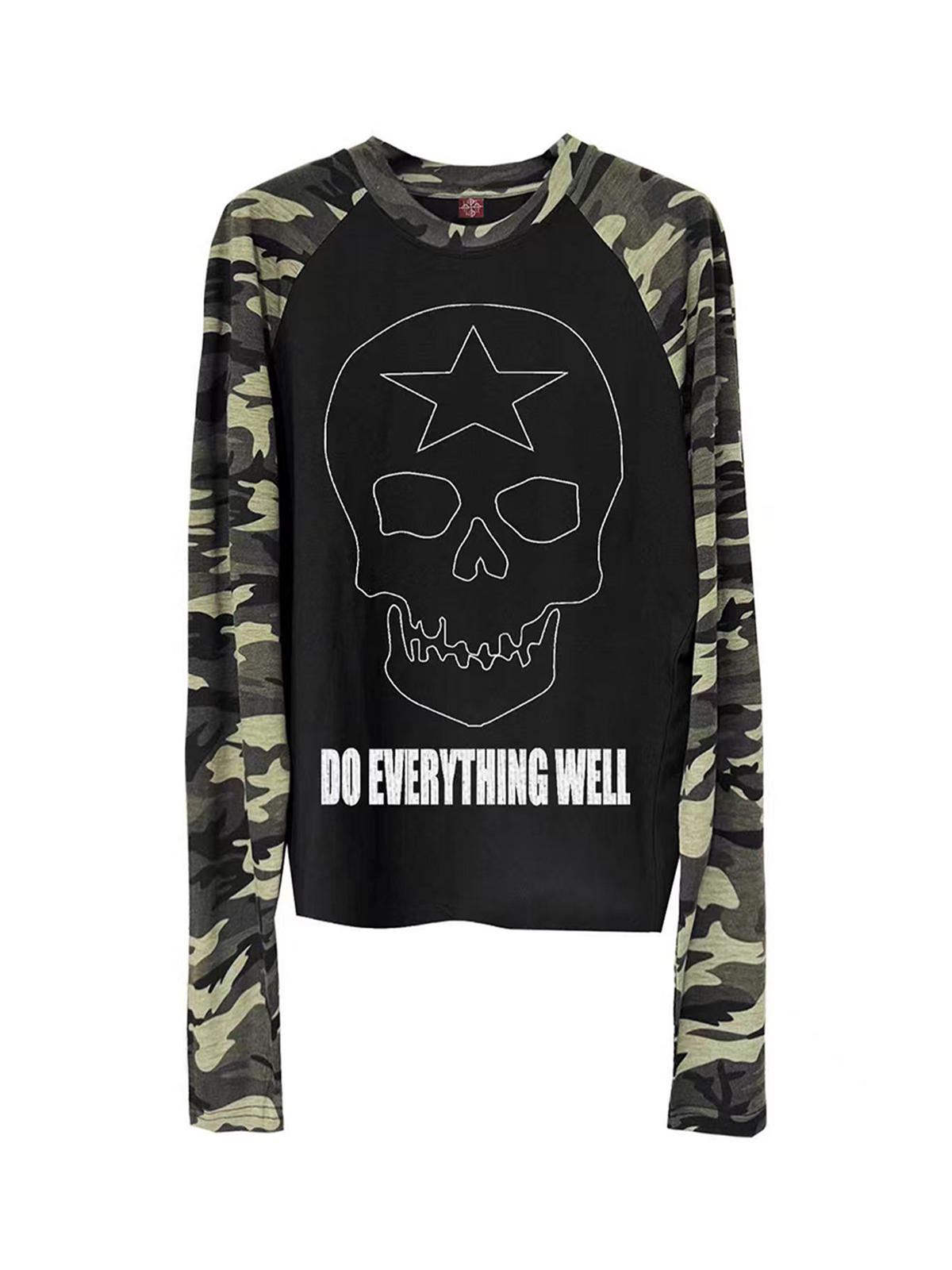 Camo Skull Star Raglan Long-Sleeve Tee - Notkicks