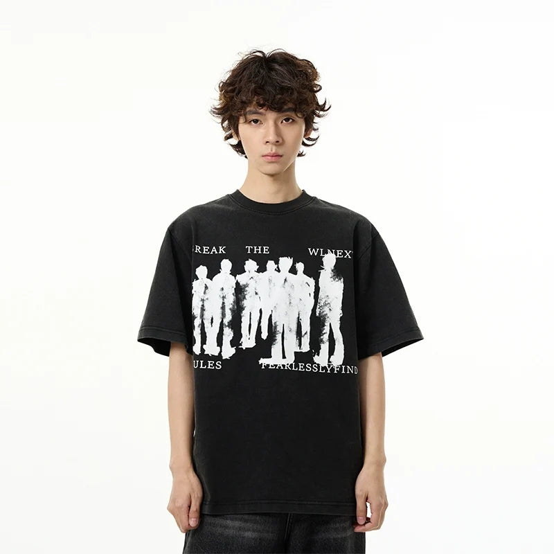 Artistic Graphic Print Oversized T-Shirt - Notkicks