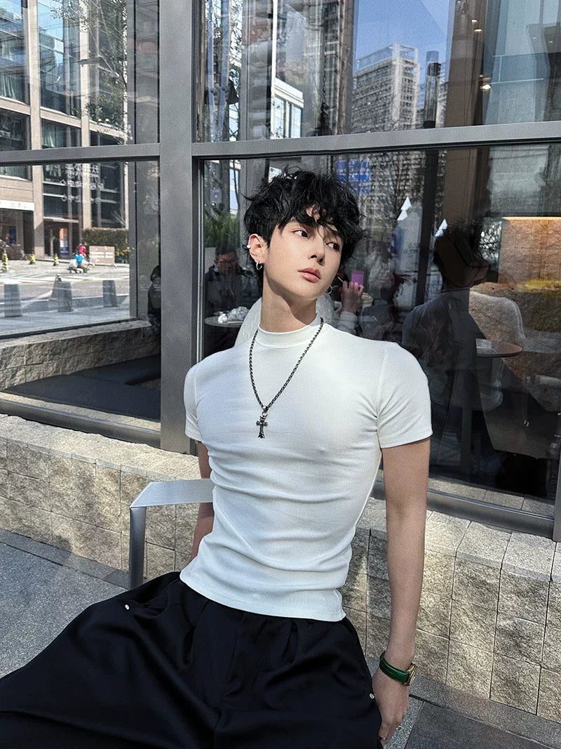 Fitted Mock-Neck Short-Sleeve Tee - Notkicks