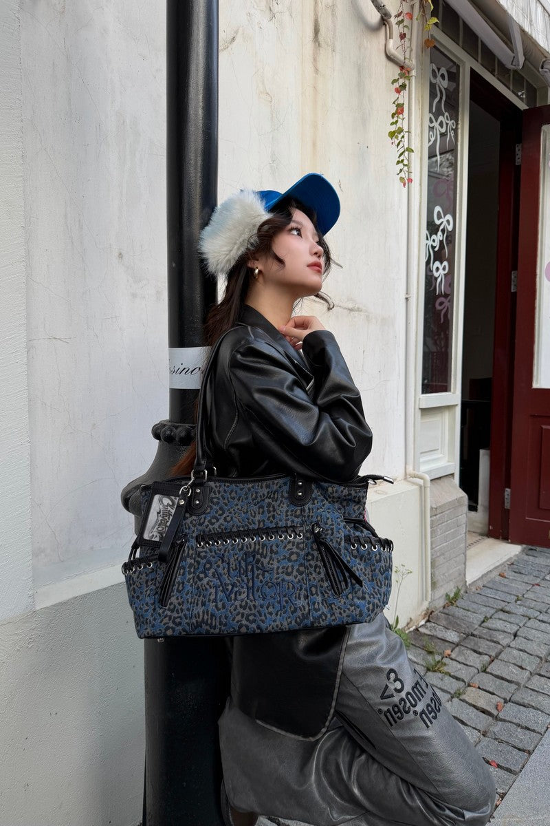 Leopard Denim Tote Bag - Notkicks