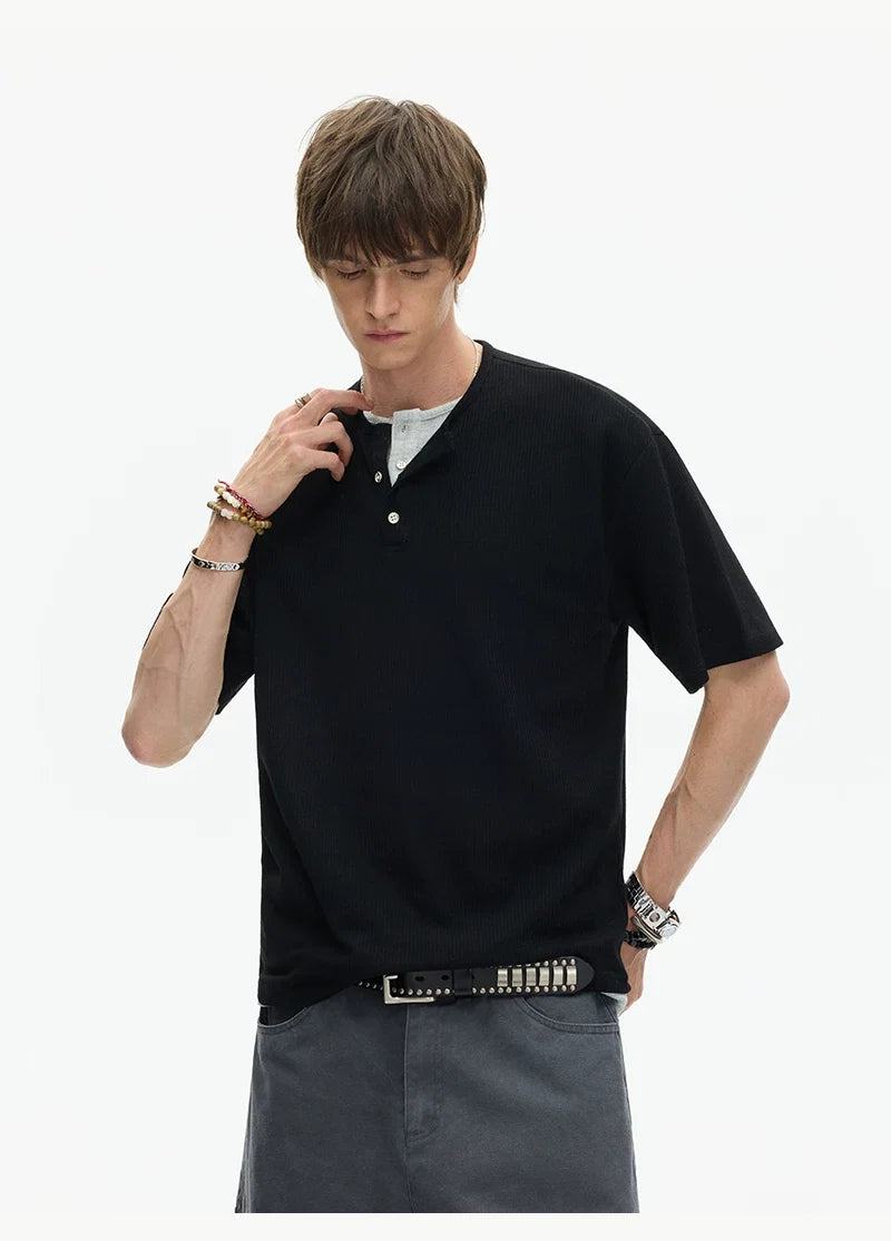 Midnight Core Waffle Henley Tee - Notkicks