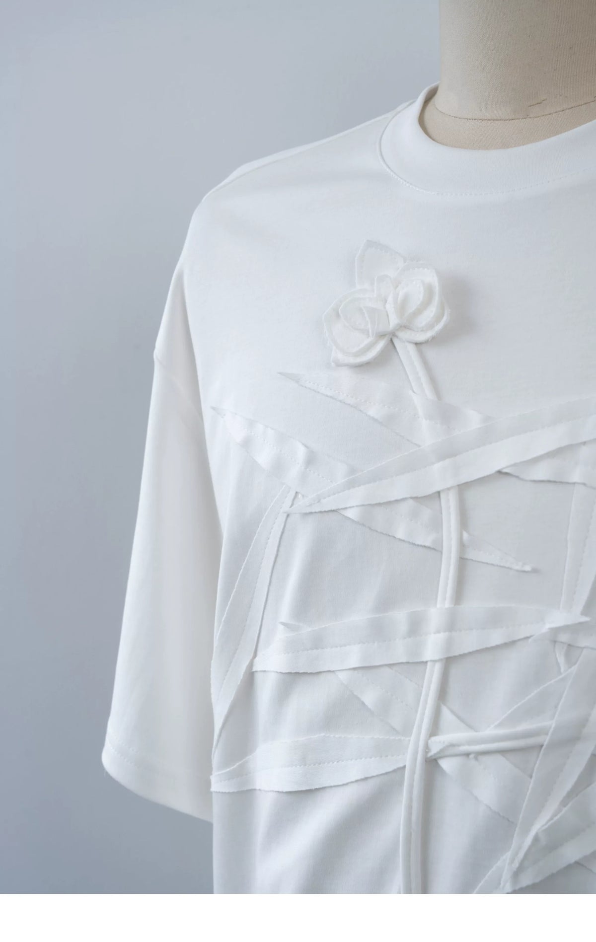 Ivory Crossed Bloom Relief Tee - Notkicks