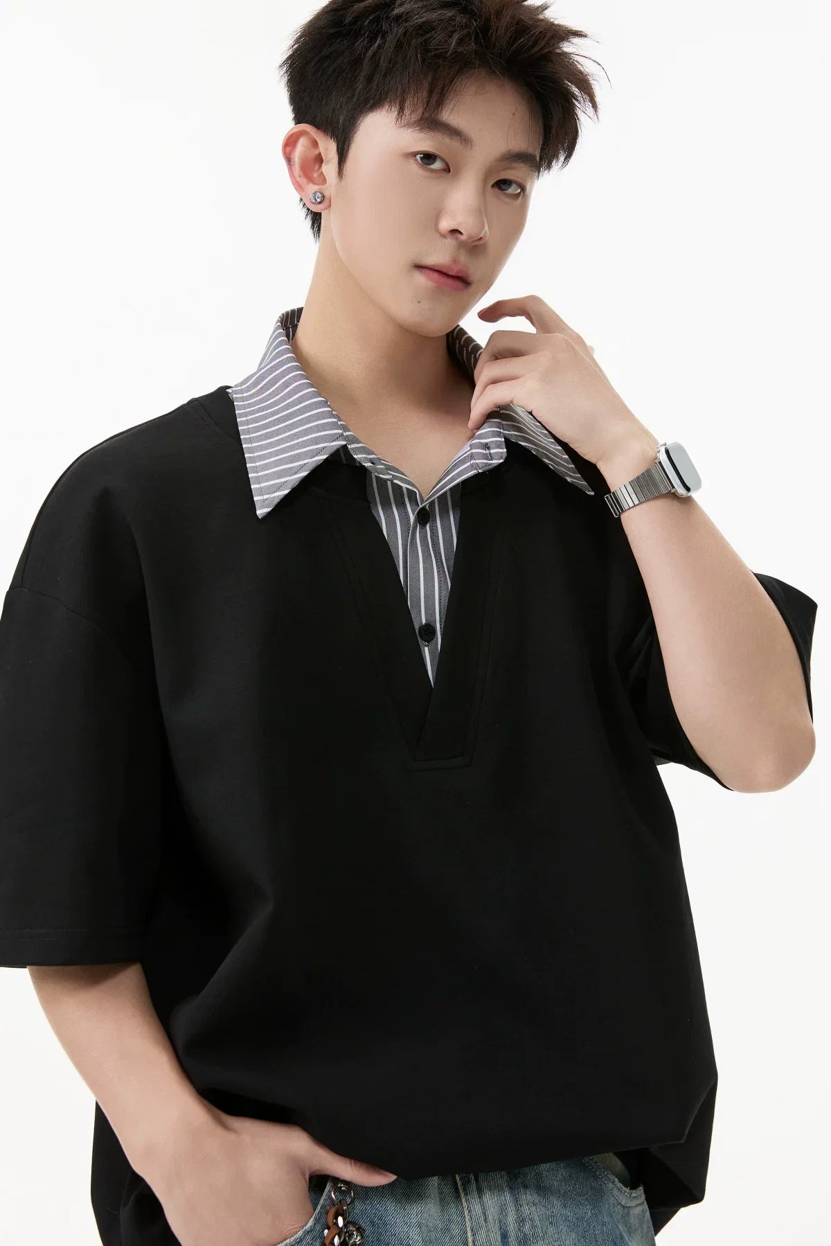 Layered V-Placket Polo Tee - Notkicks