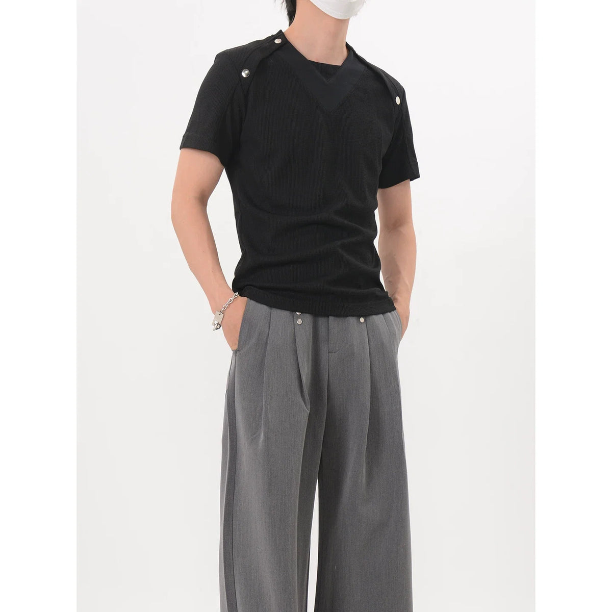Shoulder Snap Knit Tee - Notkicks