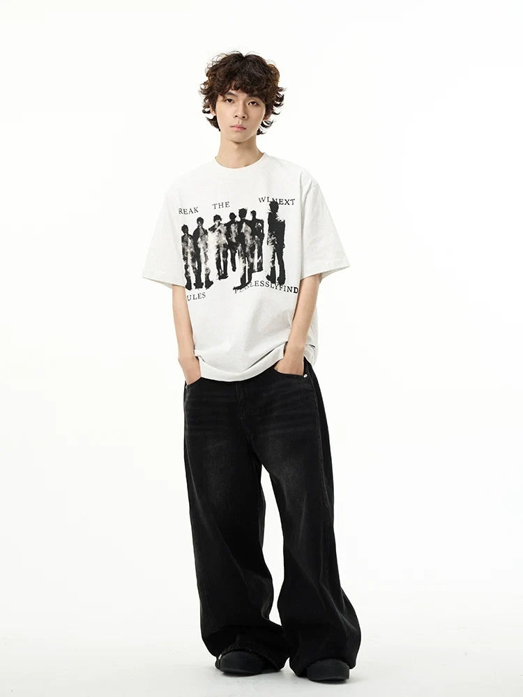 Artistic Graphic Print Oversized T-Shirt - Notkicks