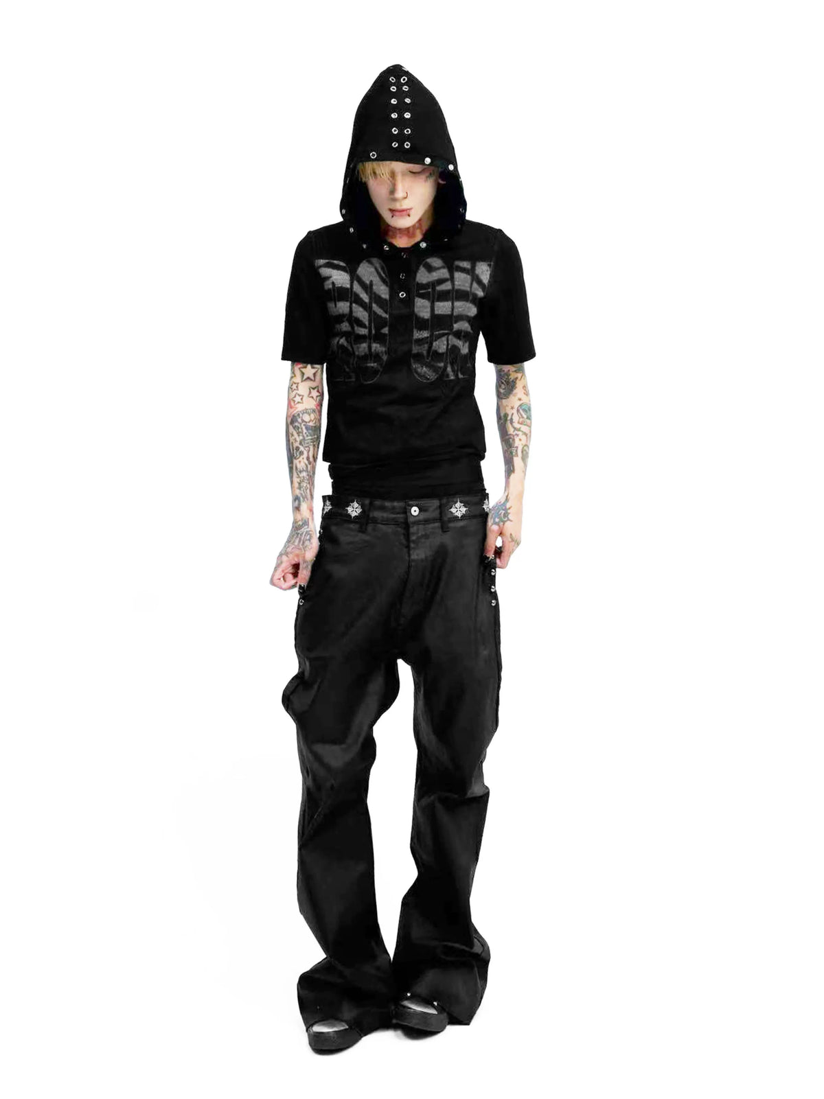 Midnight Rivet Hooded Graphic Tee - Notkicks