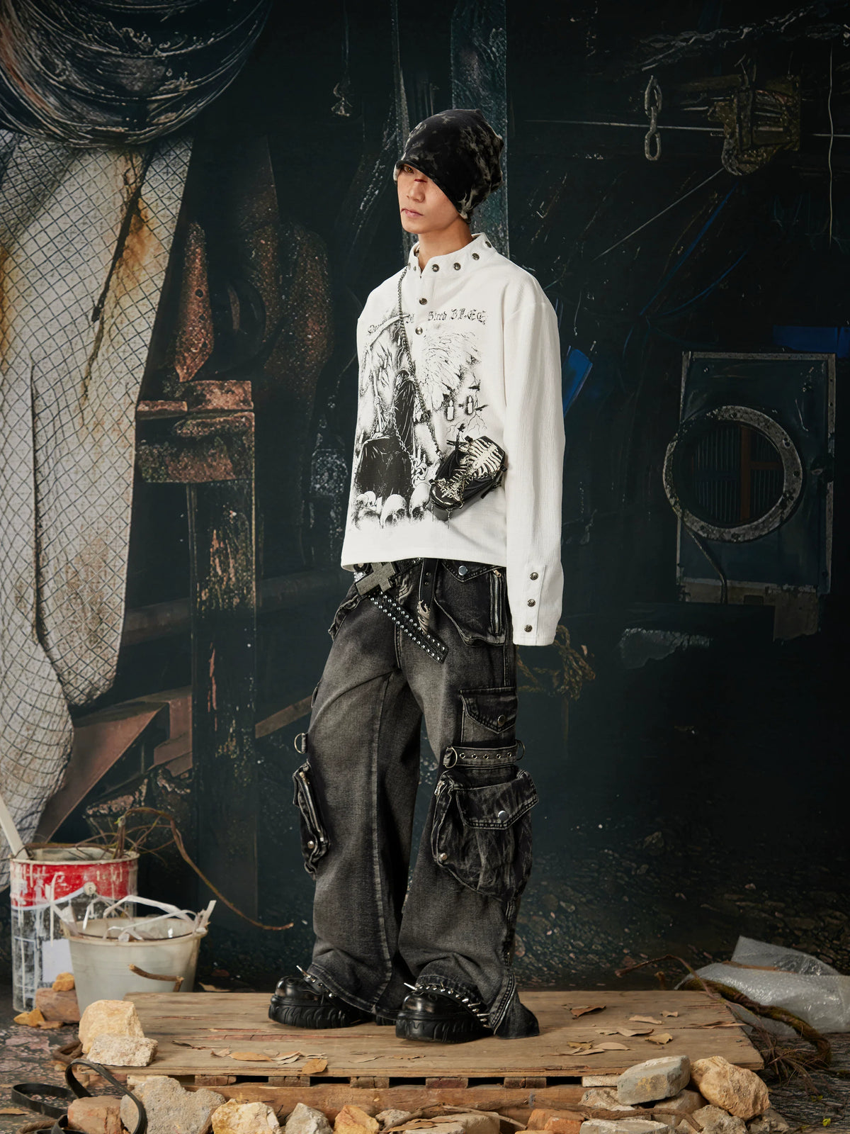 Reaper Crown Sigil High‑Neck Tee - Notkicks