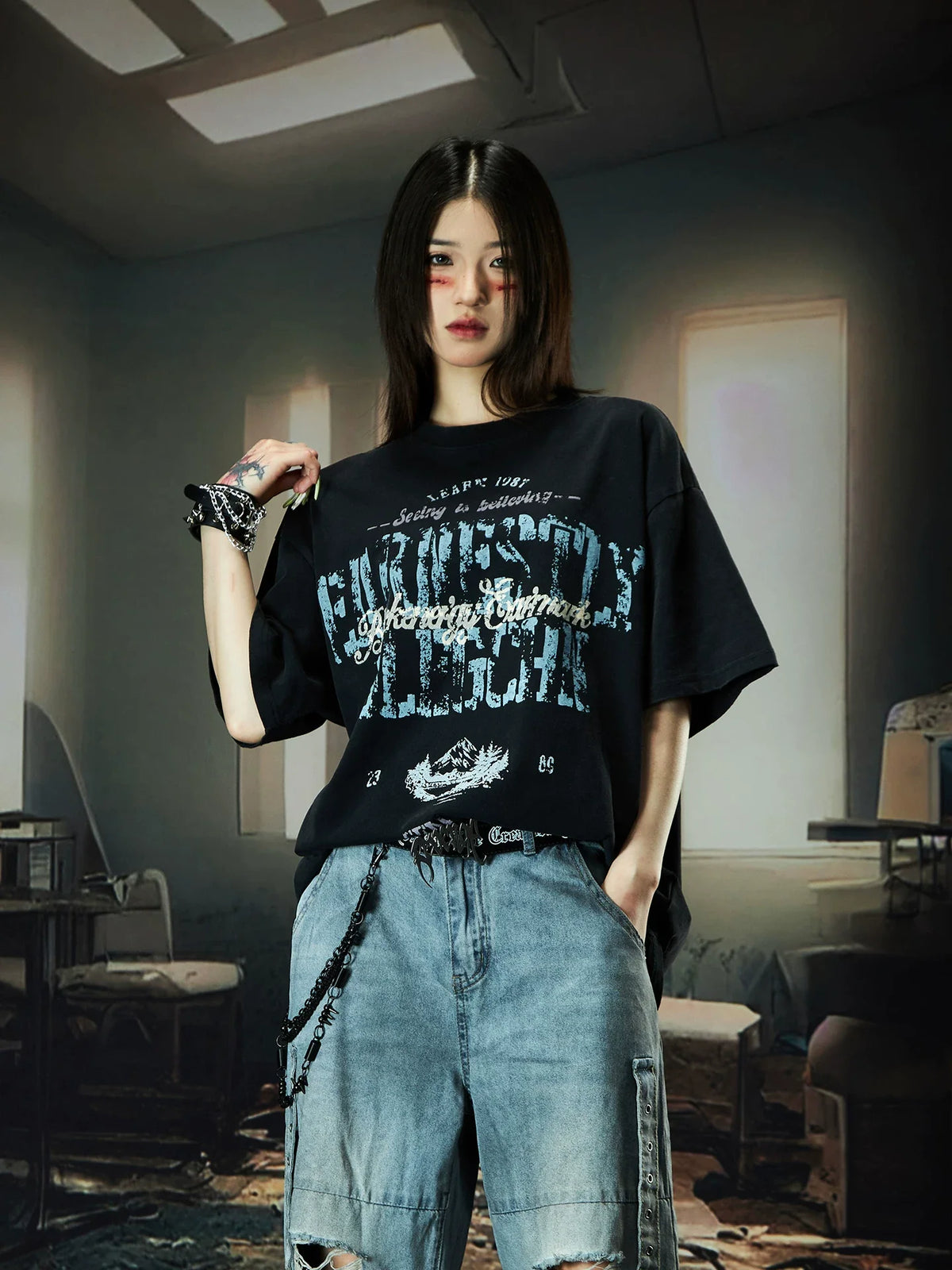 Nebula Varsity Oversize Graphic Tee - Notkicks