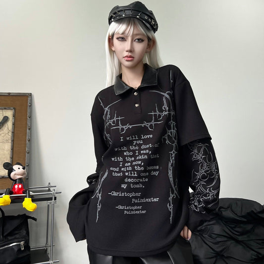 Men's Layered-Look Waffle Long-Sleeve Polo T-Shirt - Notkicks