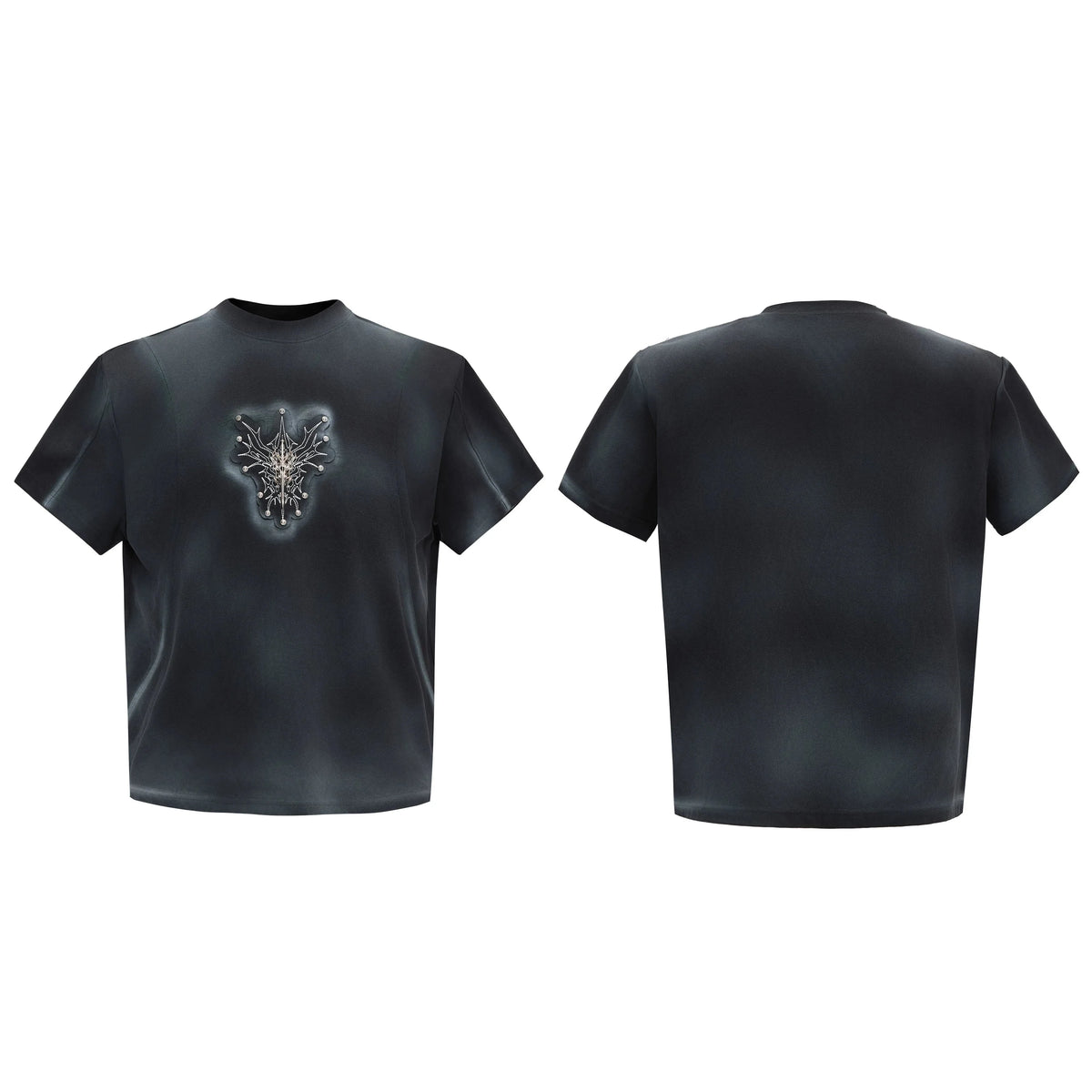 Airbrushed Emblem Graphic Crewneck T Shirt - Notkicks
