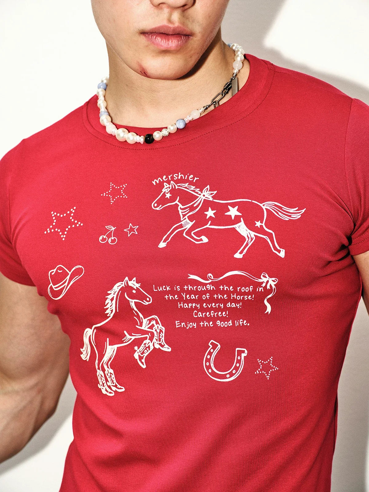 Crimson Rodeo Doodle Graphic Crop Tee - Notkicks