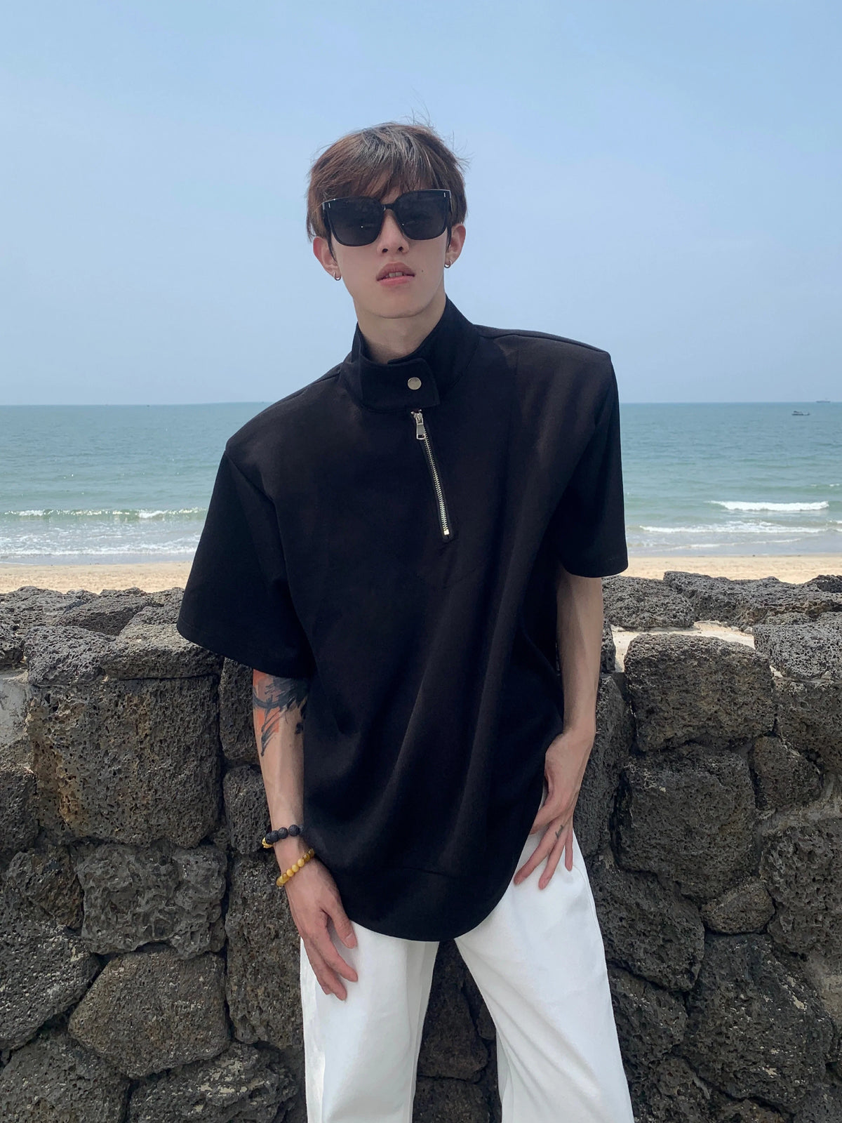 Half-Zip Stand Collar Shirt - Notkicks
