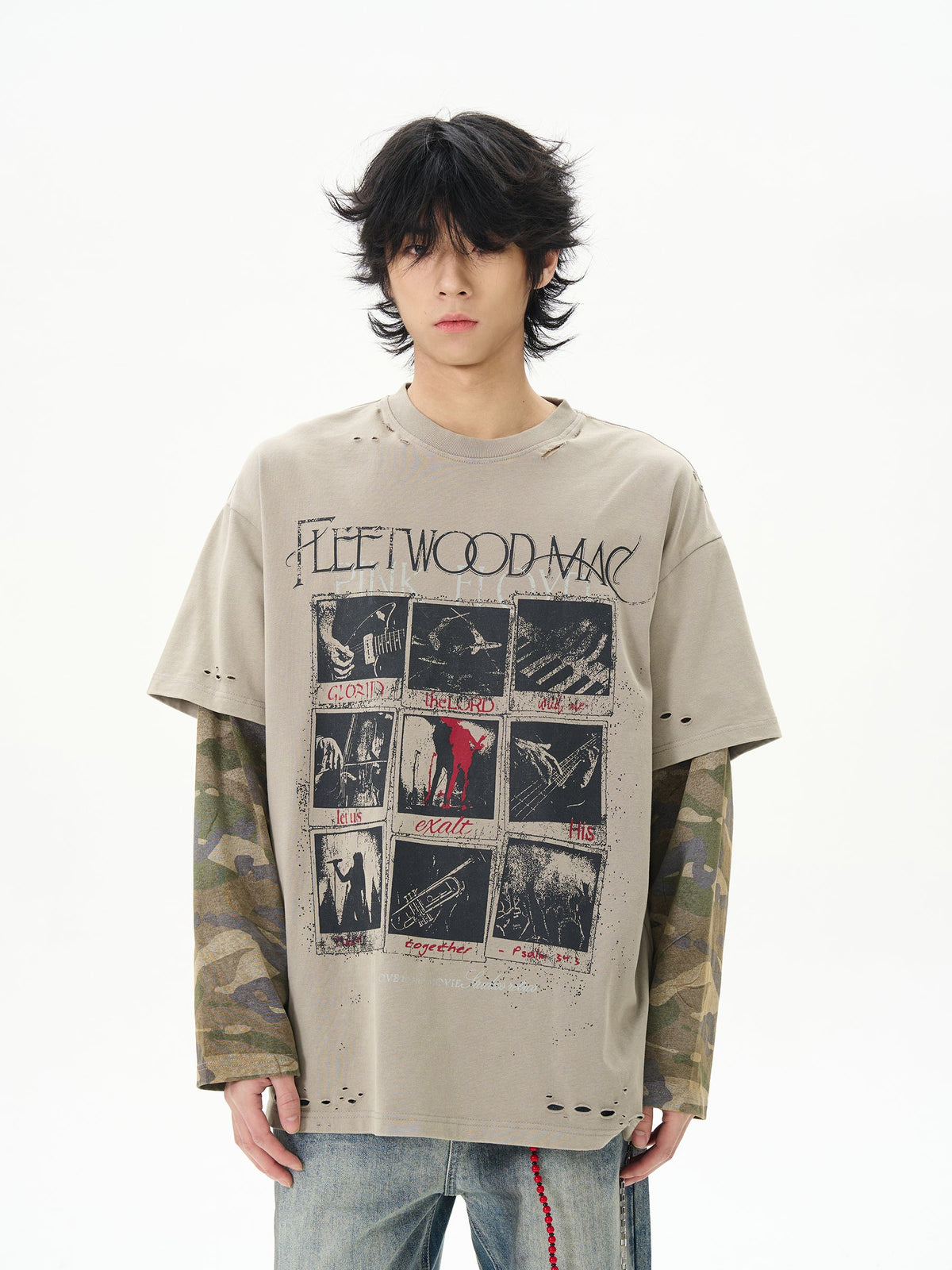 Vintage Layered Camo Sleeve T-Shirt - Notkicks