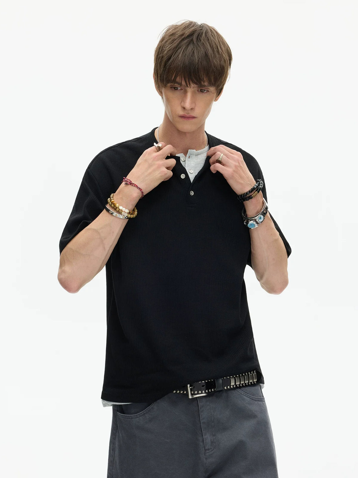 Midnight Core Waffle Henley Tee - Notkicks