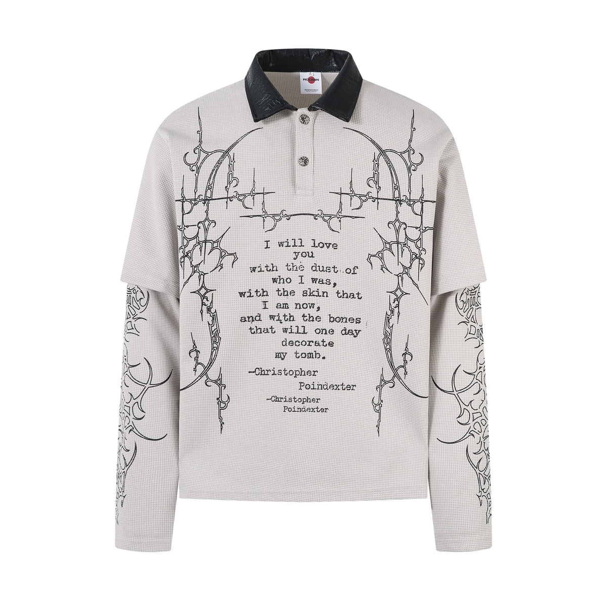 Men's Layered-Look Waffle Long-Sleeve Polo T-Shirt - Notkicks