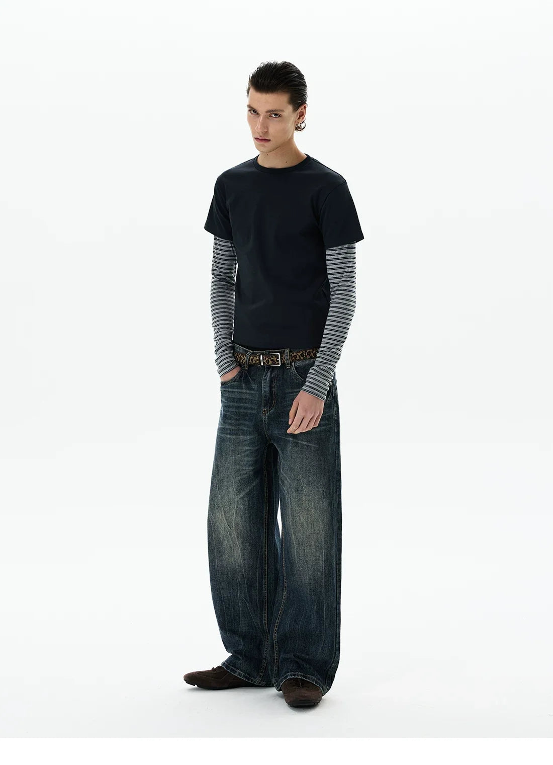Shadow Stripe Layered Long Sleeve Tee - Notkicks