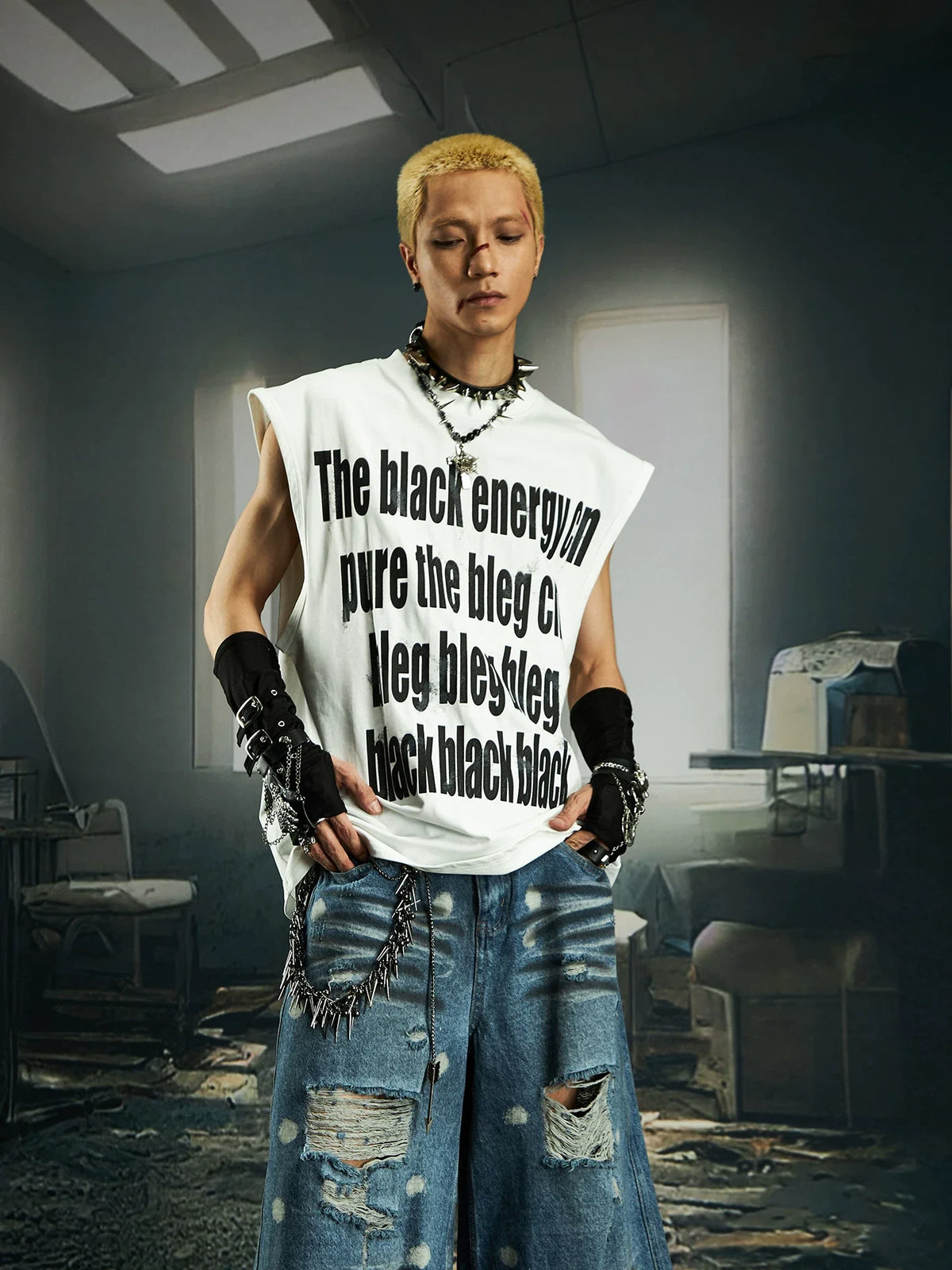 Black Energy Statement Muscle Tee - Notkicks