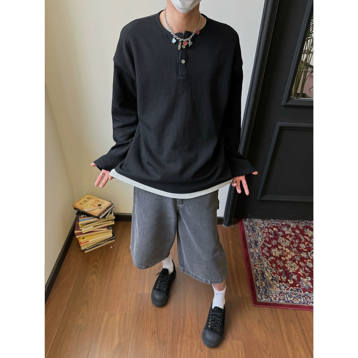 Ribbed Button Up Henley Shirt - Notkicks