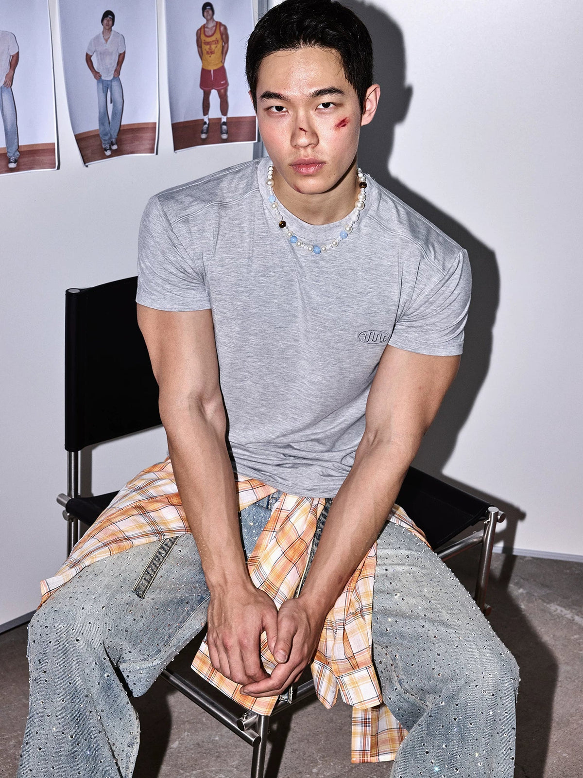 Heather Grey Minimal Logo Fitted Tee - Notkicks
