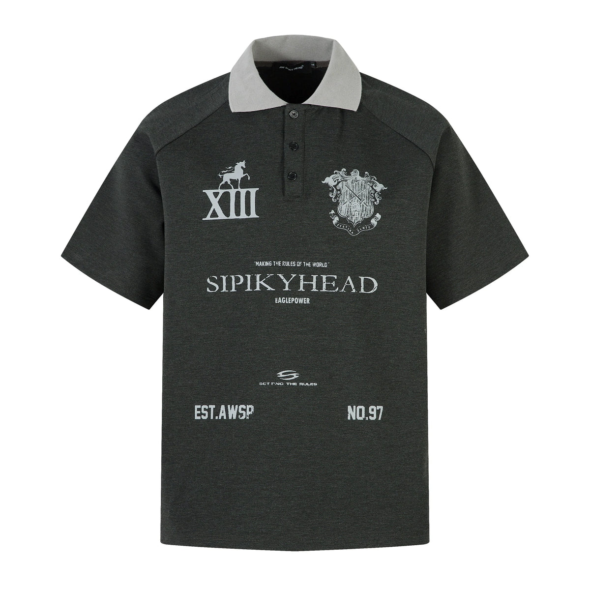 Men's Badge-Print Washed Polo Short-Sleeve Tee - Notkicks