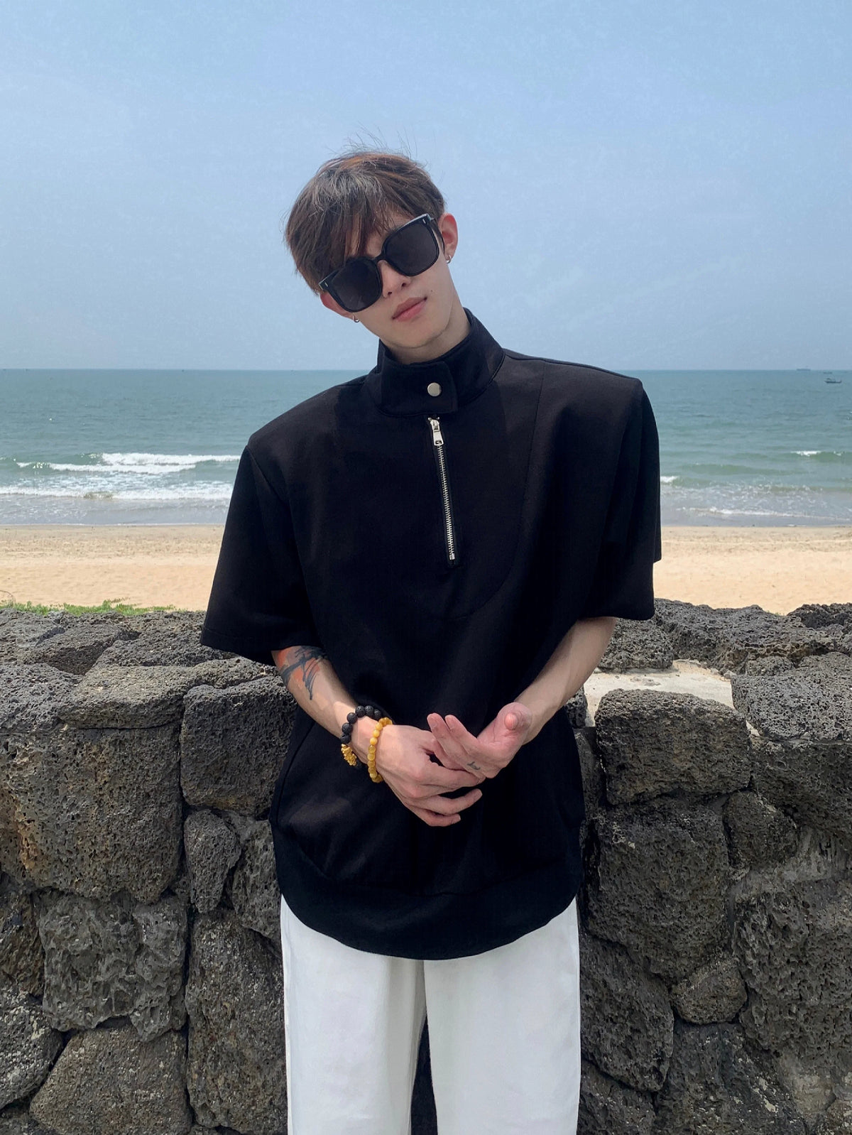 Half-Zip Stand Collar Shirt - Notkicks