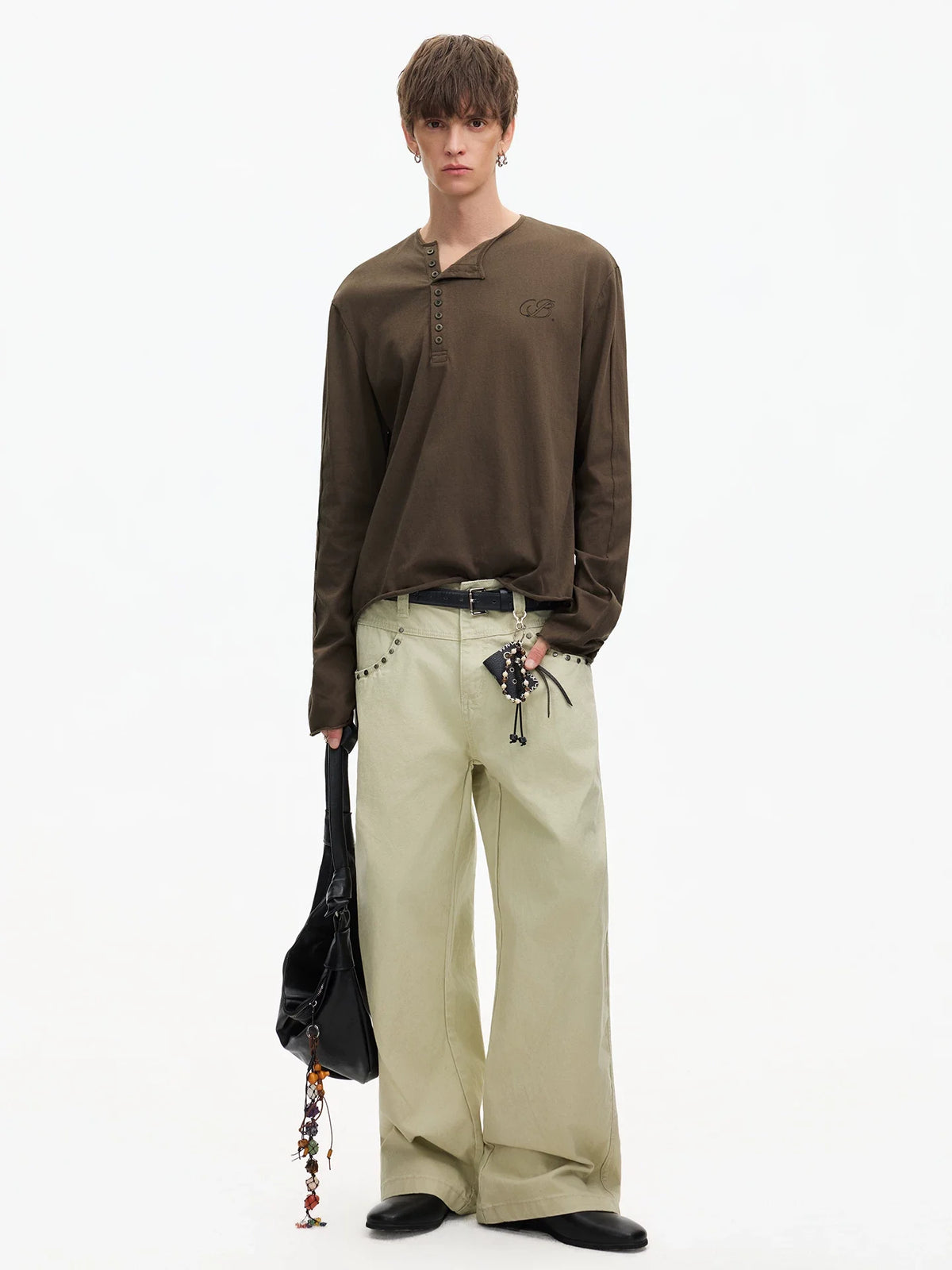 Espresso Relay Button Henley Tee - Notkicks