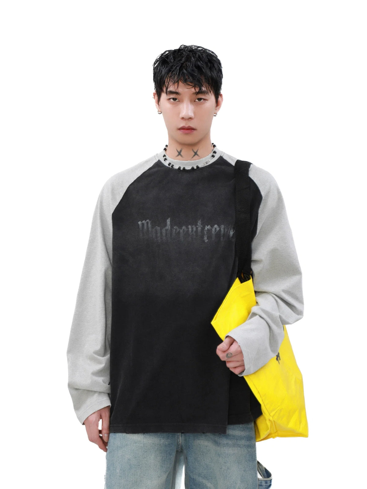 Shadow Panel Contrast Raglan Tee - Notkicks