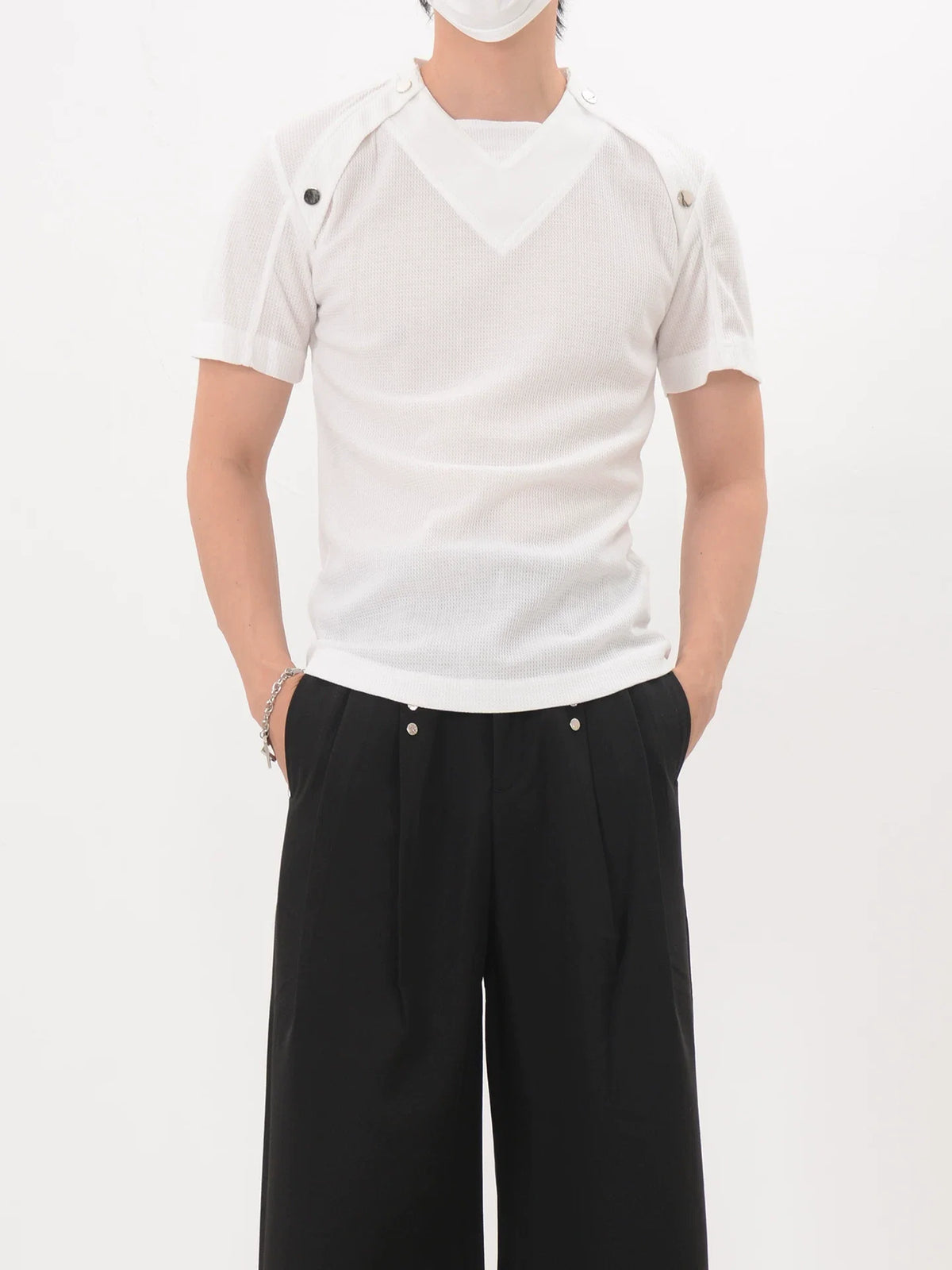 Shoulder Snap Knit Tee - Notkicks