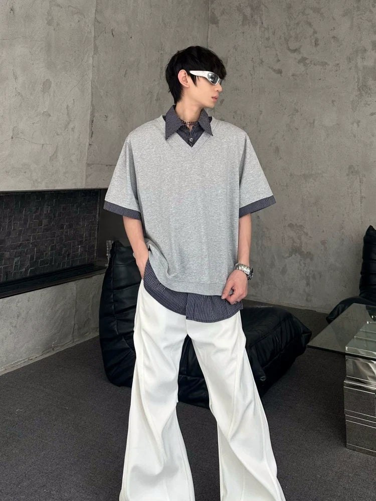 Ash Layered V-Neck Tee - Notkicks