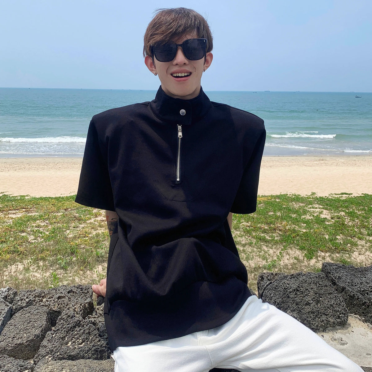 Half-Zip Stand Collar Shirt - Notkicks