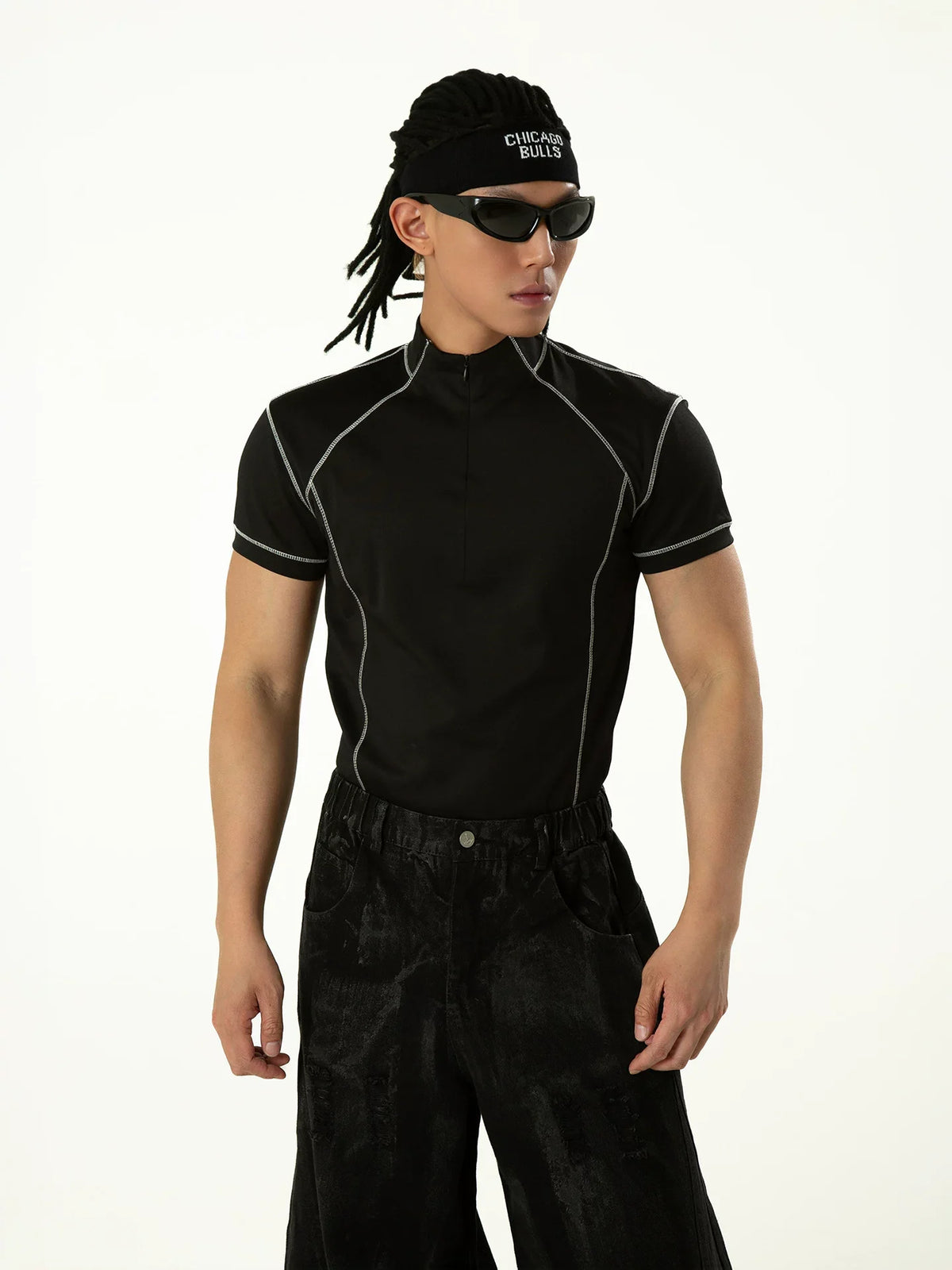 Circuit Line Contrast Zip Tech Tee - Notkicks
